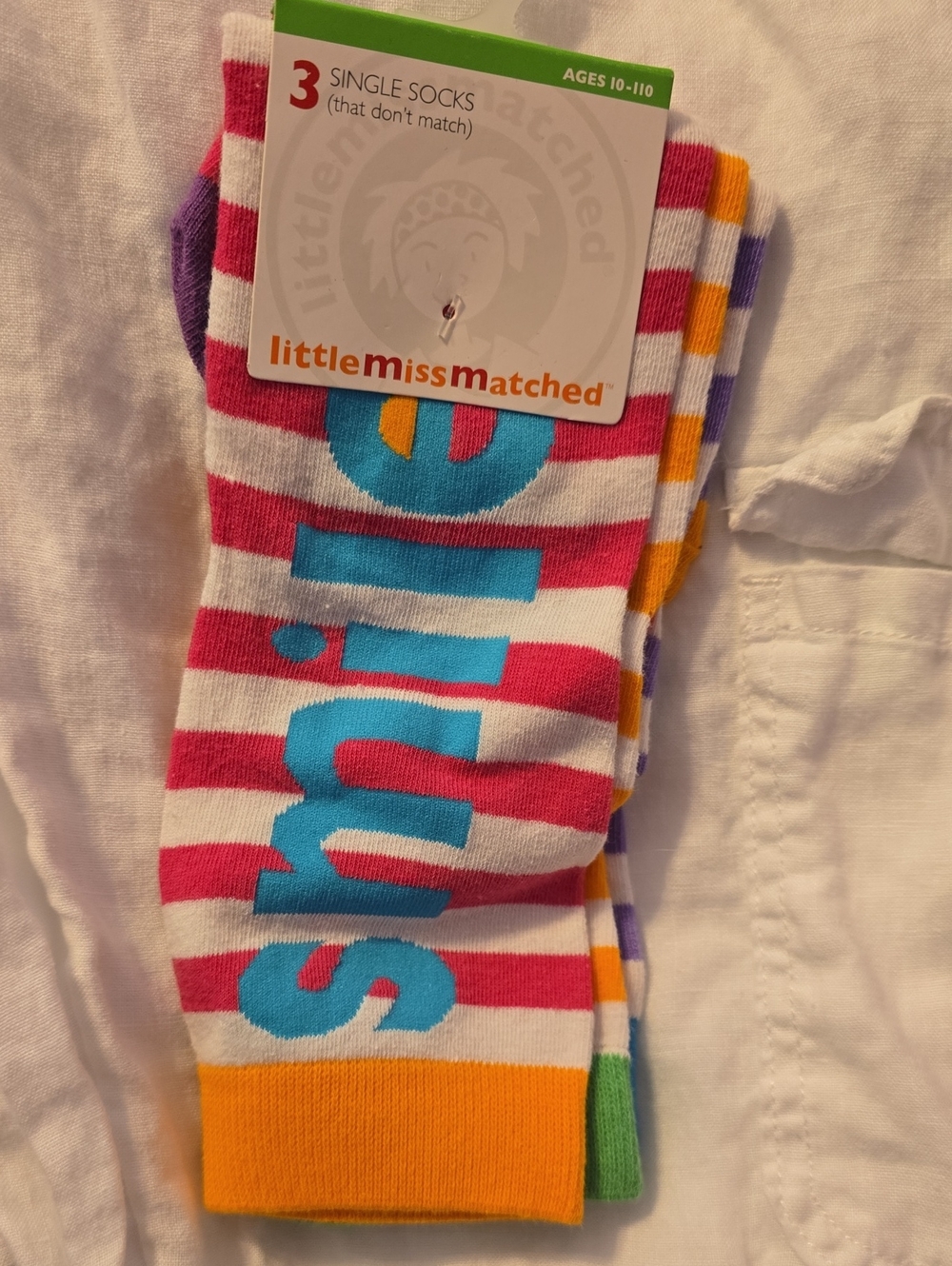 Girls' Striped Pink & White Socks - 3 Pack